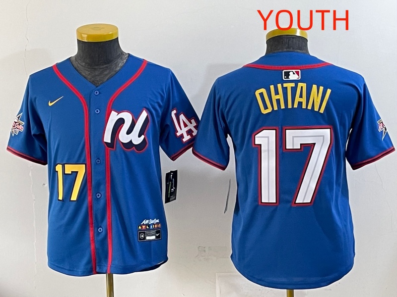 Youth 2025 Los Angeles Dodgers 17 Ohtani Blue Nike 2025 MLB All Star Jersey style 003